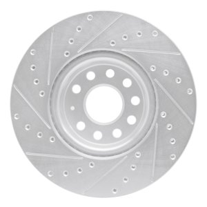 Audi A3 Quattro Brake Rotor (1) - Front Right - R1 Concepts - Drilled & Slotted - Silver - `05-`25